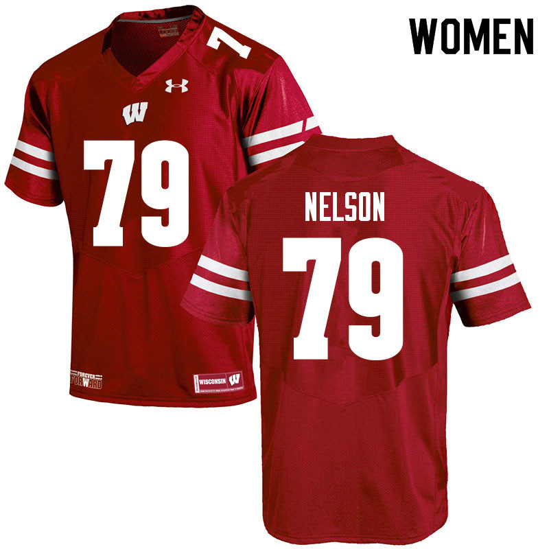 Women #79 Jack Nelson Wisconsin Badgers College Football Jerseys Sale-Red - Click Image to Close